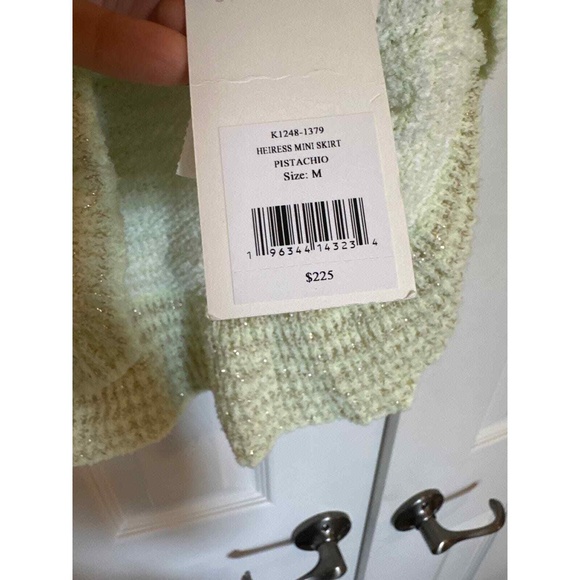 LoveShackFancy Revolve Mini Skirt M Preppy Ruffle Cocktail Pastel Green Heiress - Picture 7 of 9